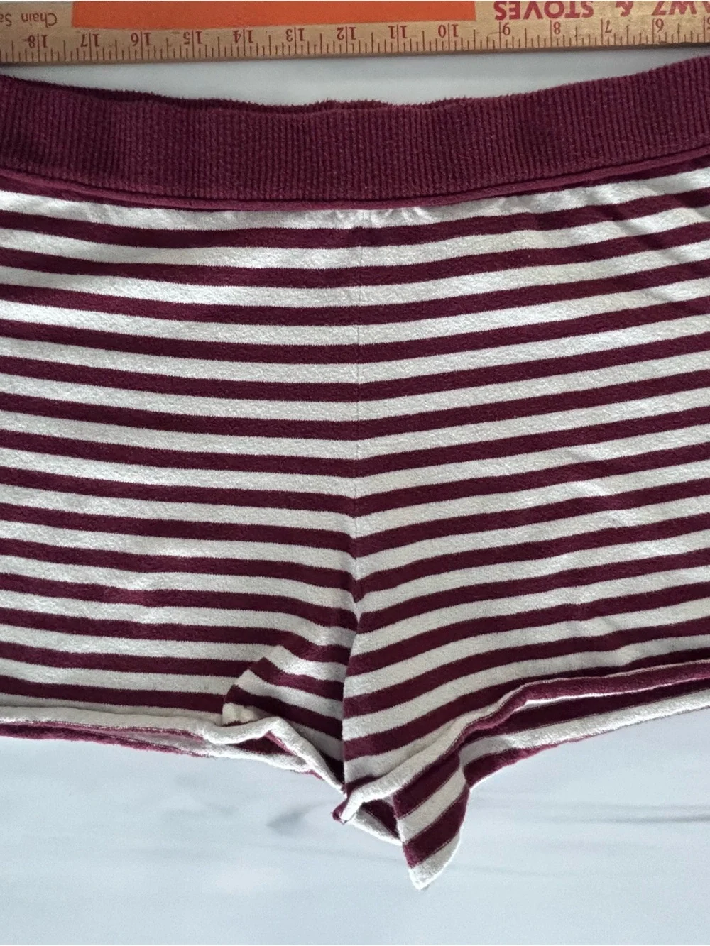 aerie Maroon and White Striped Bike Shorts